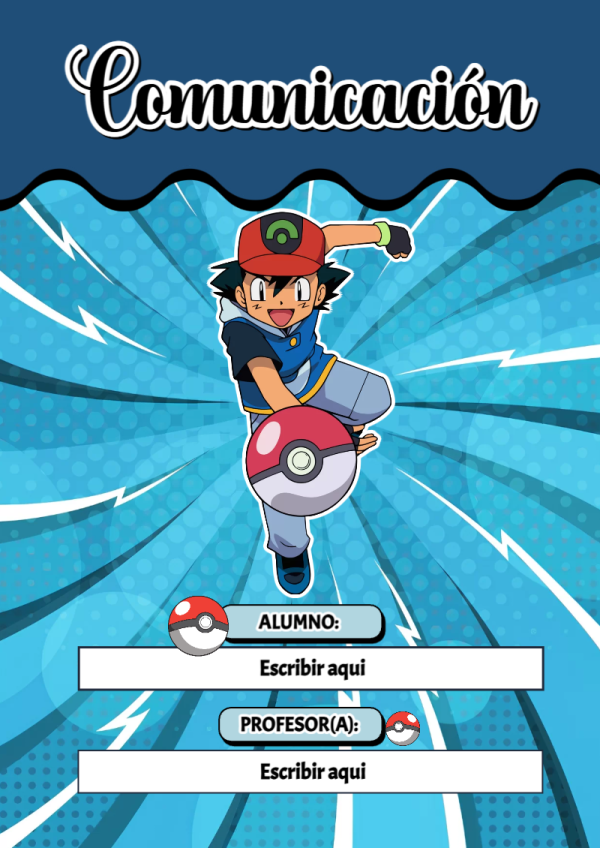 Portada de Pokemon de Comunicación para cuaderno en formato A4 - para personalizar tus materias