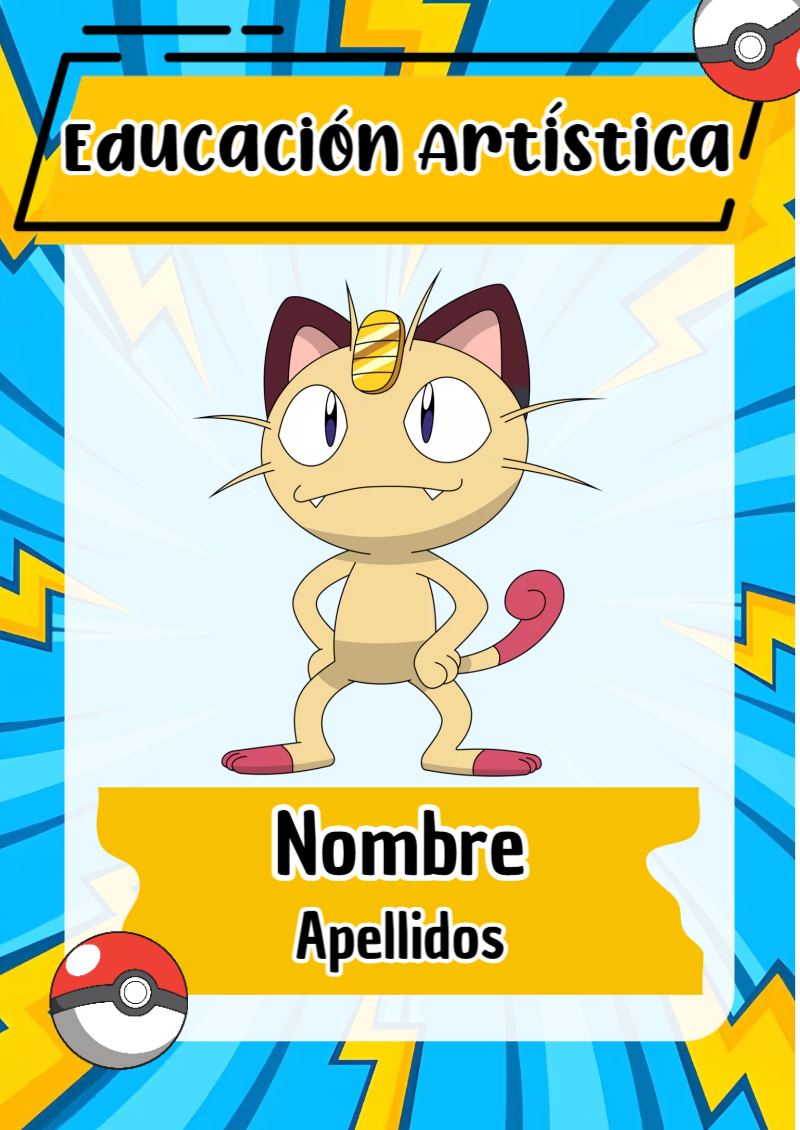 Portada de Pokemon de Educación Artística Editable para Imprimir Gratis