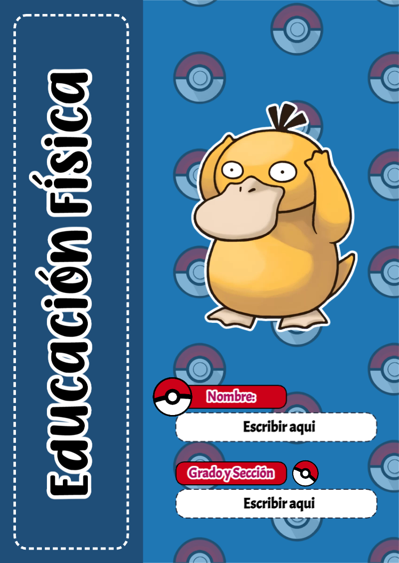 Portada de Pokemon de Educación Física Editable para Imprimir Gratis
