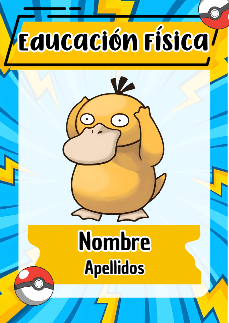 Portada de Pokemon de Educación Física Editable para Imprimir Gratis