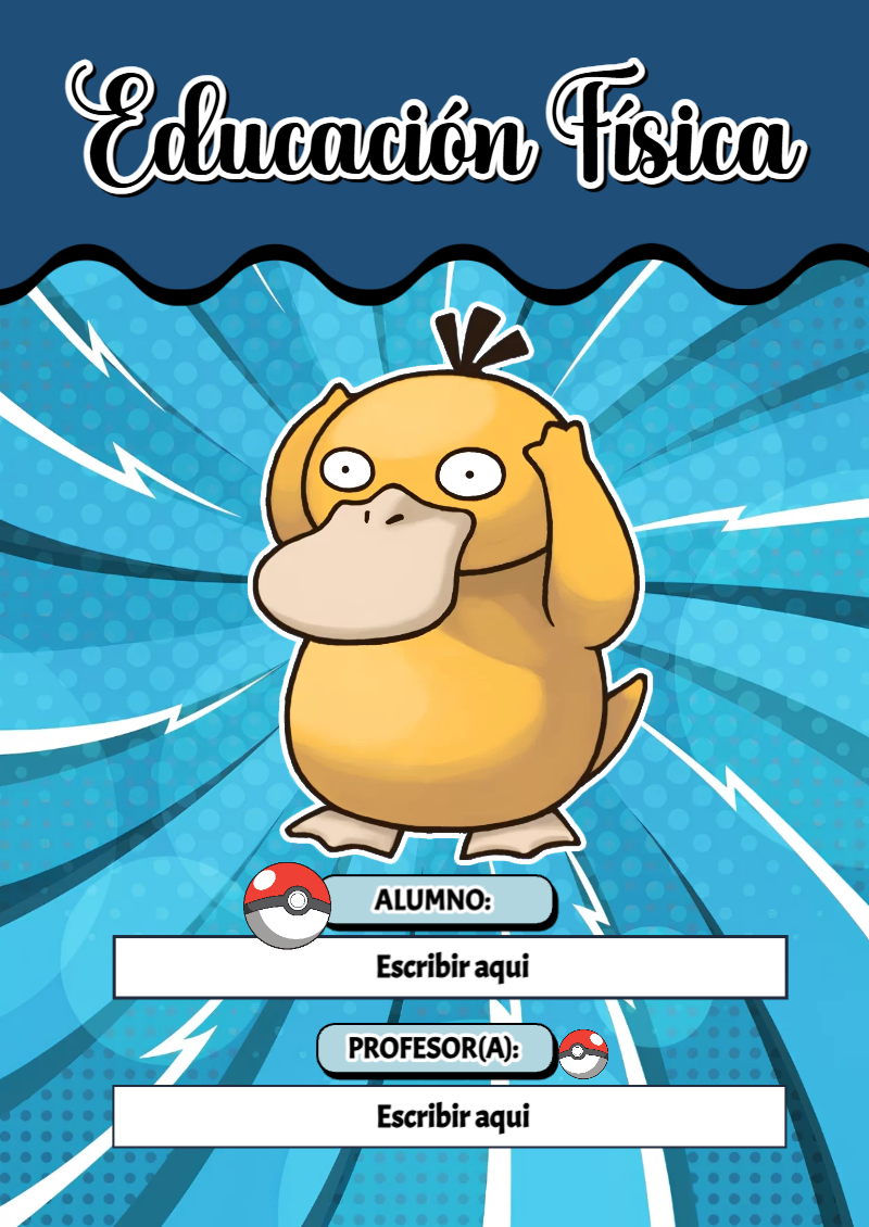 Portada de Pokemon de Educación Física Editable para Imprimir Gratis