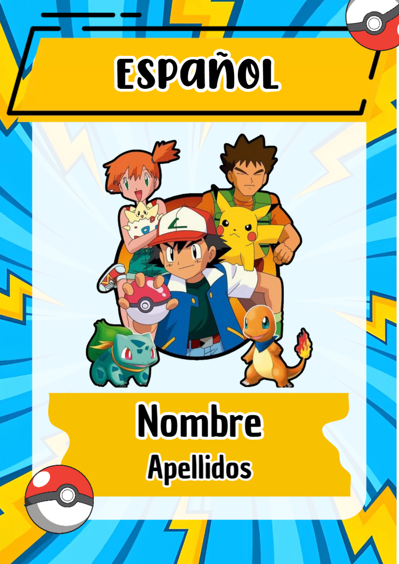 Portada de Pokemon de Español Editable para Imprimir Gratis