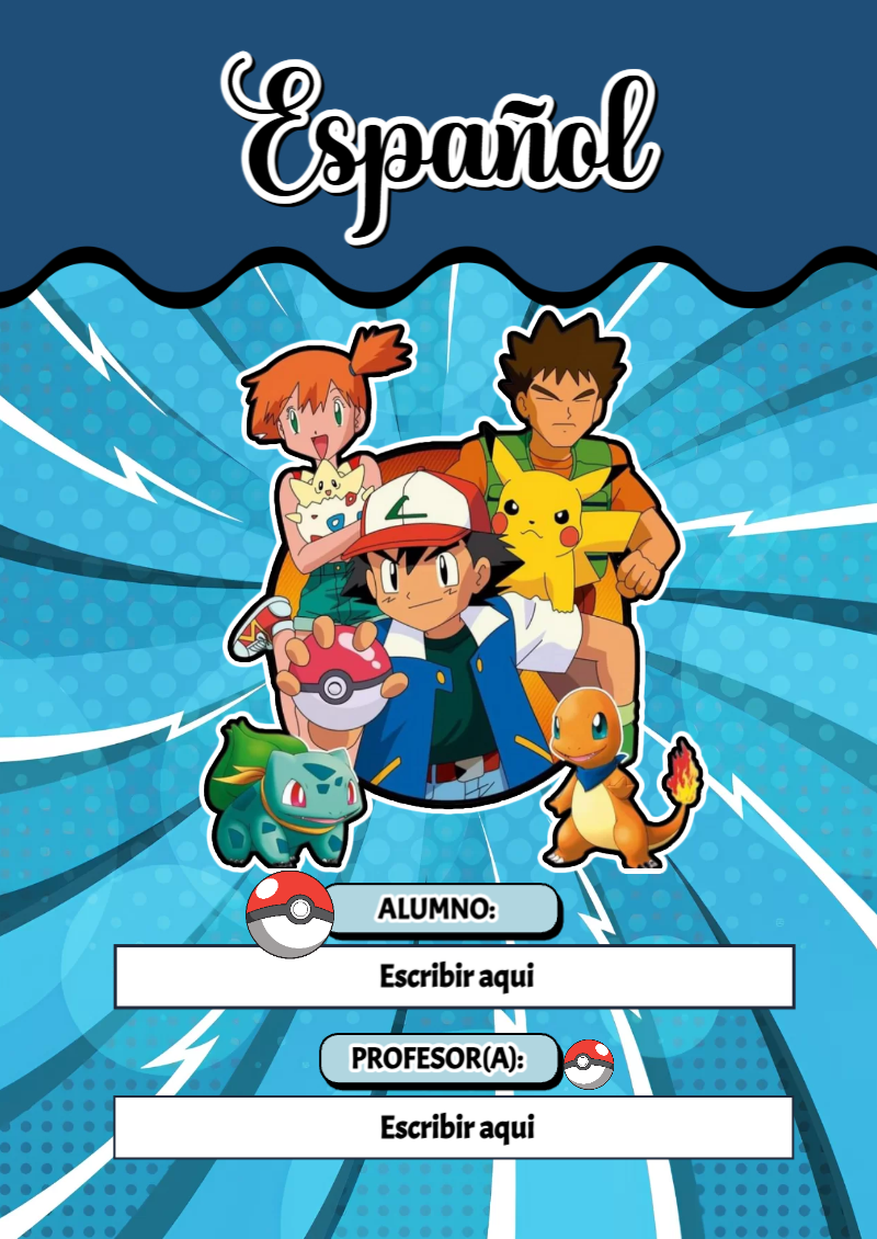 Portada de Pokemon de Español Editable para Imprimir Gratis