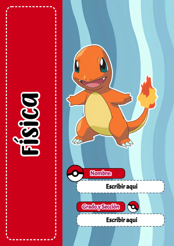 Portada de Pokemon de Física para cuaderno llamativa y bonita - creación especial de Mini Canva