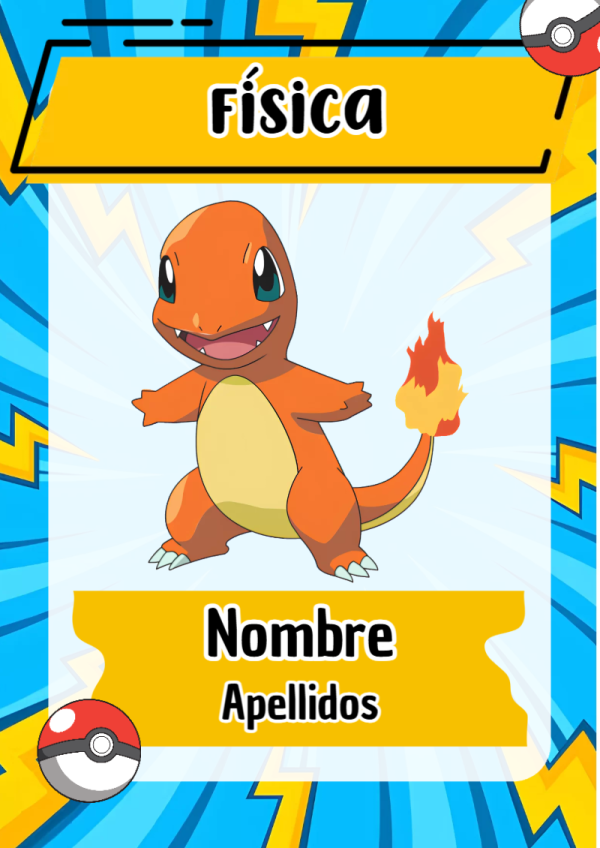 Portada de Pokemon de Física para cuaderno con estilo creativo - diseño exclusivo y original
