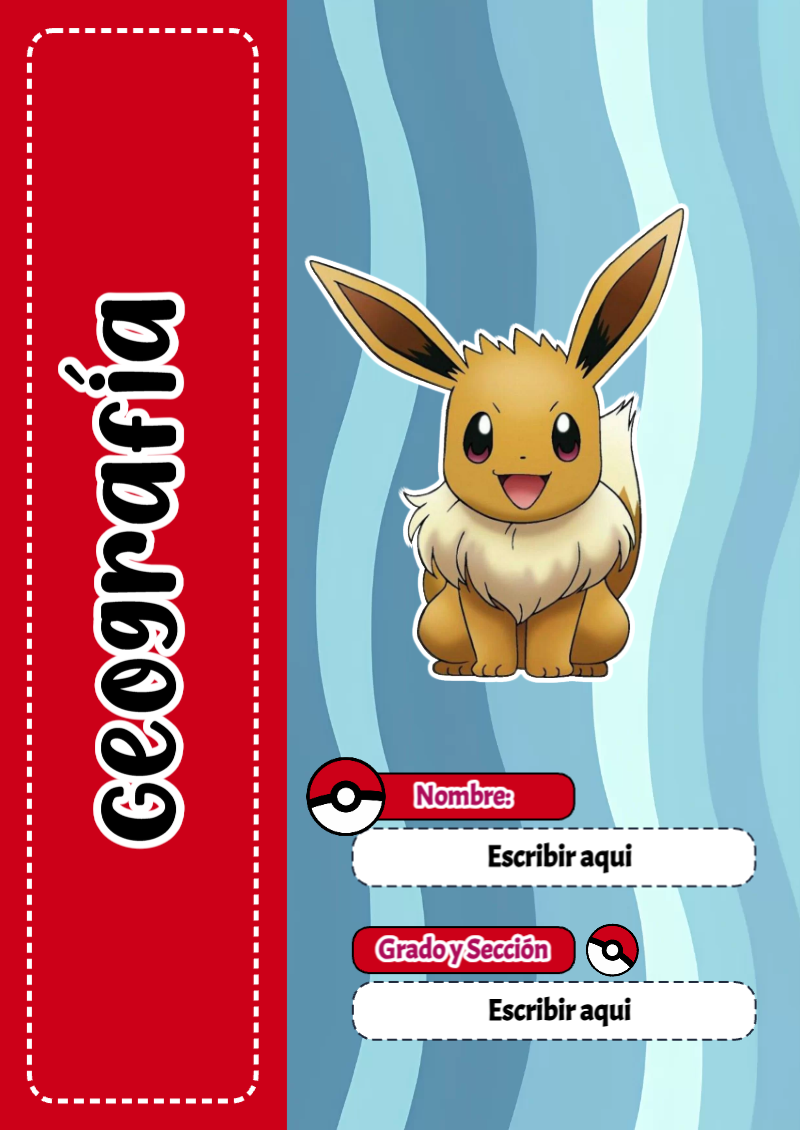 Portada de Pokemon de Geografía para cuaderno escolar para imprimir gratis - estilo único para estudiantes