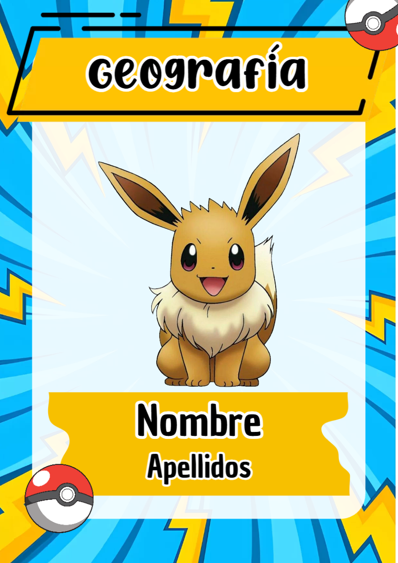 Portada de Pokemon de Geografía para cuaderno personalizada para imprimir - ideal para el nuevo año escolar