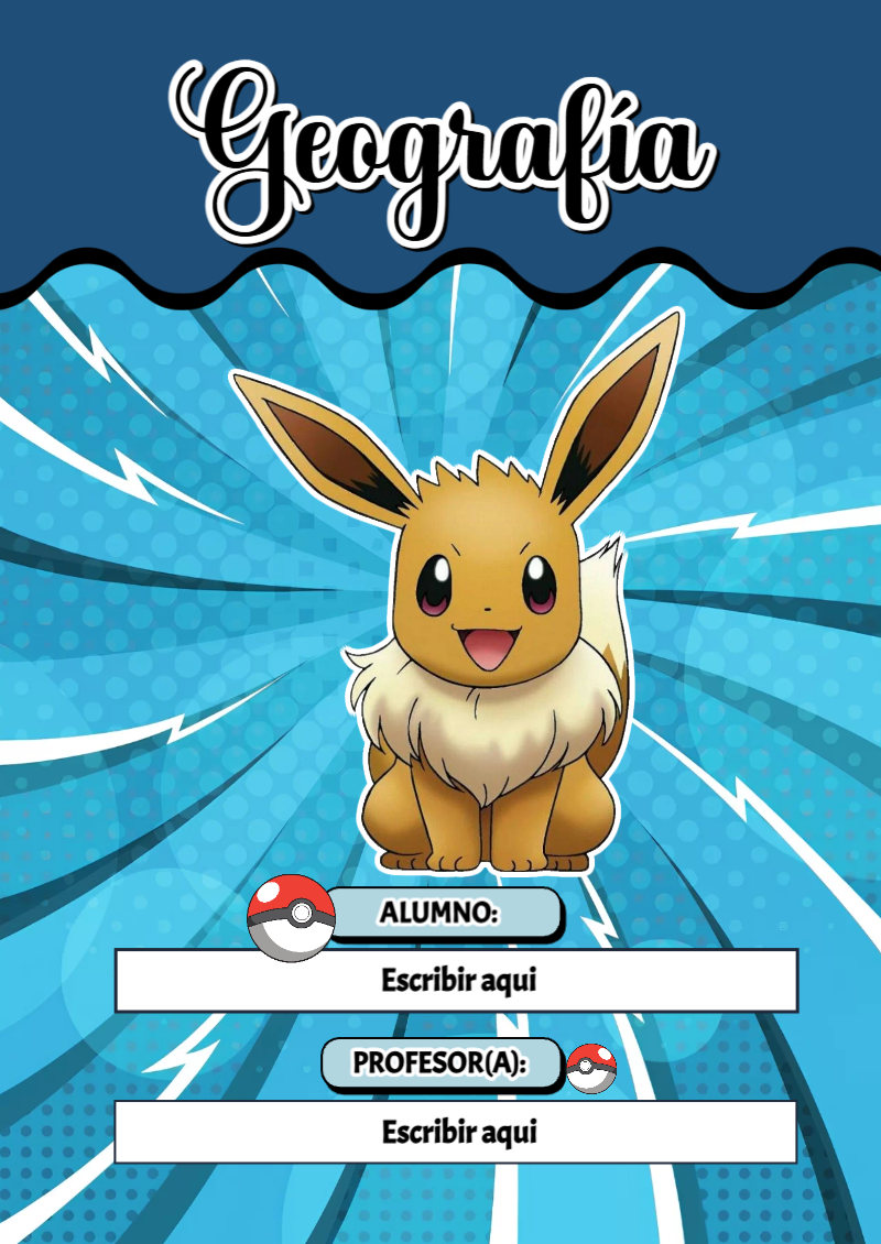 Portada de Pokemon de Geografía para cuaderno con estilo creativo - formato digital listo para usar
