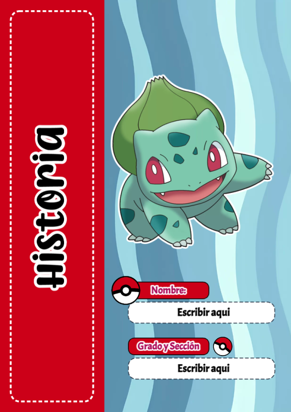Portada de Pokemon de Historia para cuaderno escolar creativa - formato digital listo para usar