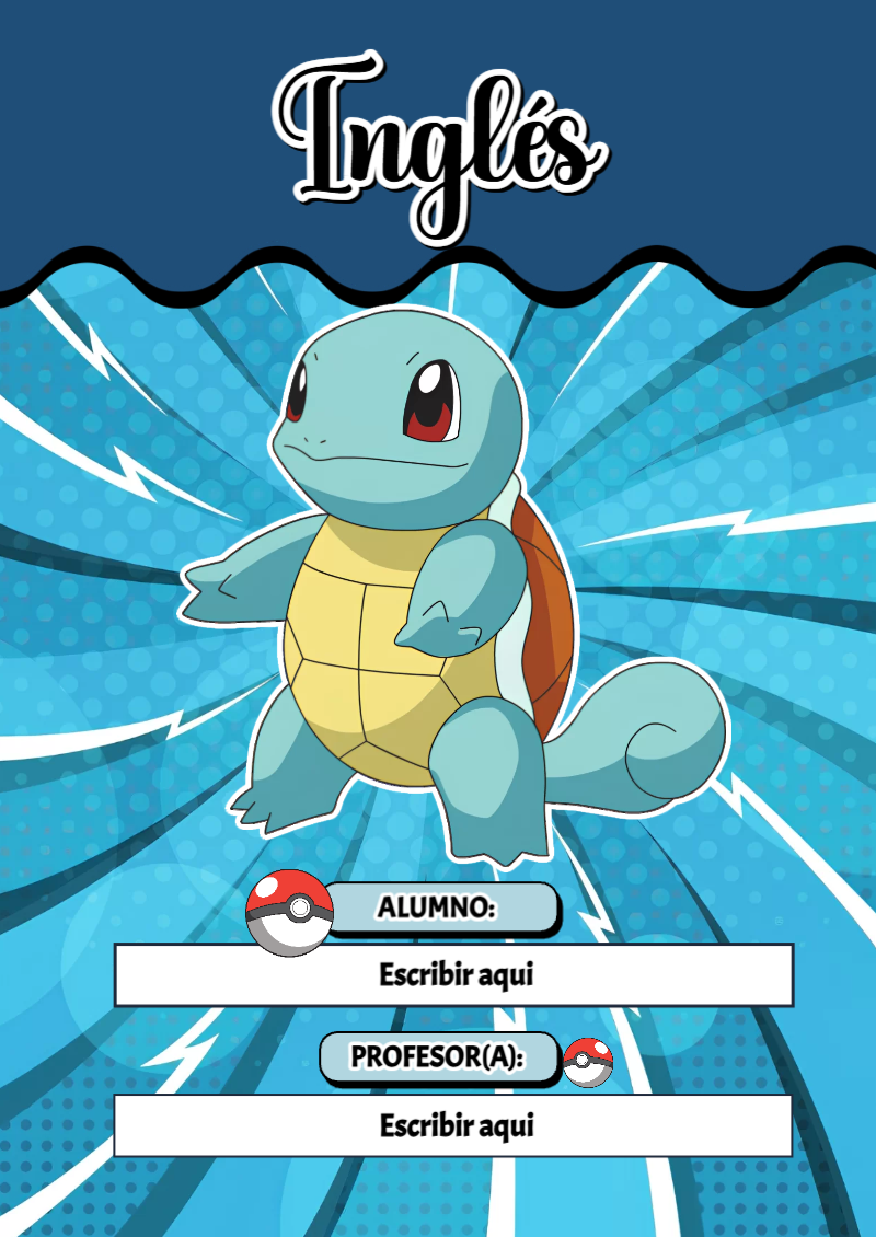 Portada de Pokemon de Inglés Editable para Imprimir Gratis