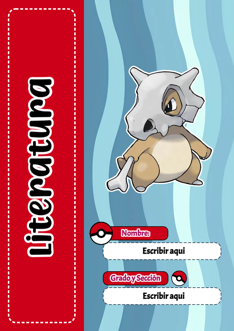 Portada de Pokemon de Literatura para cuaderno con diseño bonito - tendencia educativa 2026