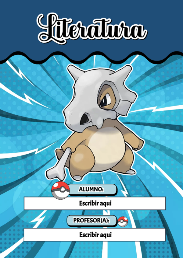 Portada de Pokemon de Literatura para cuaderno fácil de imprimir - perfecto para organizar tus apuntes