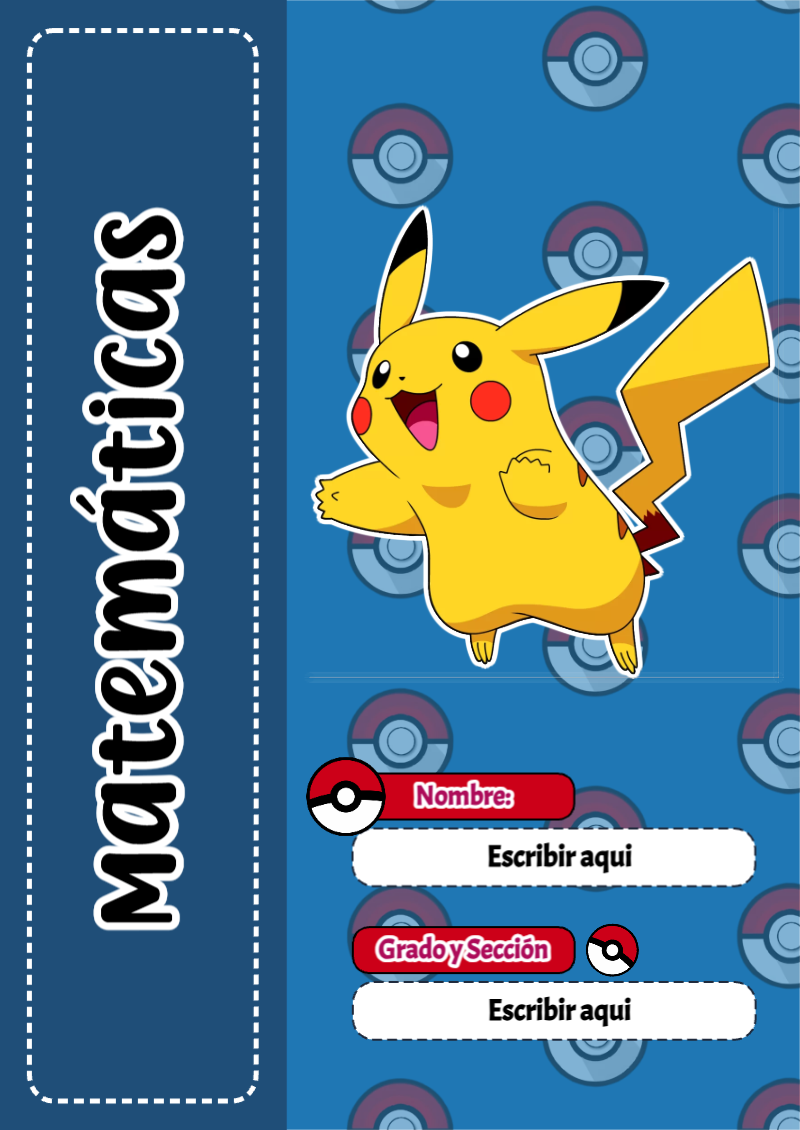 Portada de Pokemon de Matemáticas Editable para Imprimir Gratis