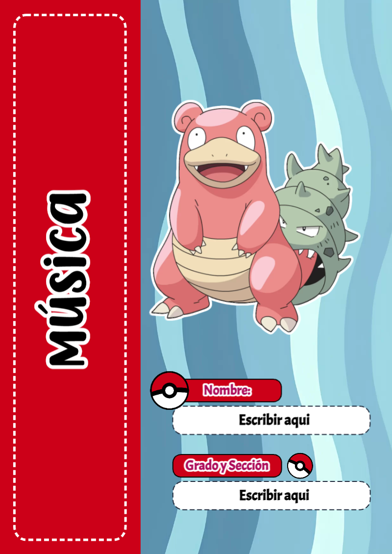 Portada de Pokemon de Música para cuaderno con diseño bonito - para personalizar tus materias