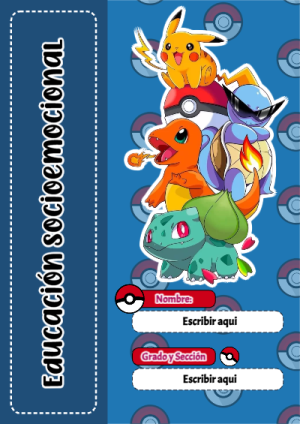 Portada de Pokemon de Pokemon de Educación Socioemocional para cuaderno lista para imprimir en A4 - perfecto para organizar tus apuntes