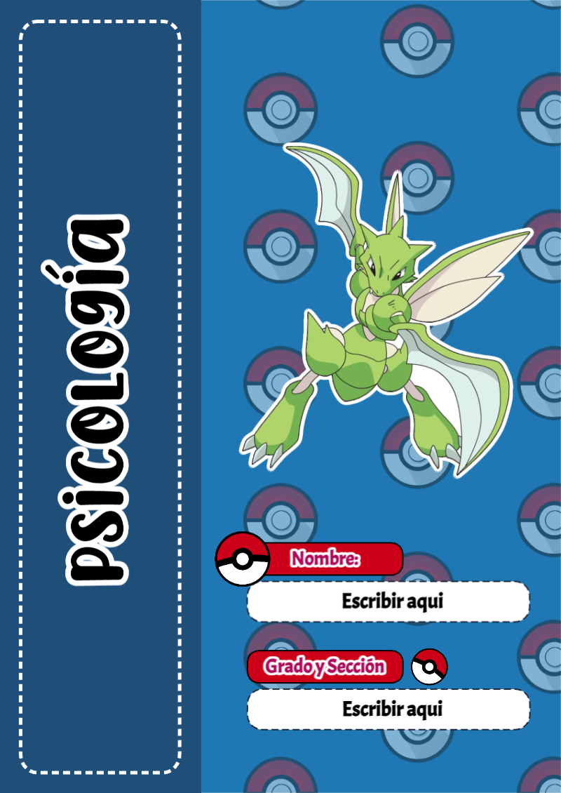 Portada de Pokemon de Psicología para cuaderno ideal para niños - para todas las edades y grados