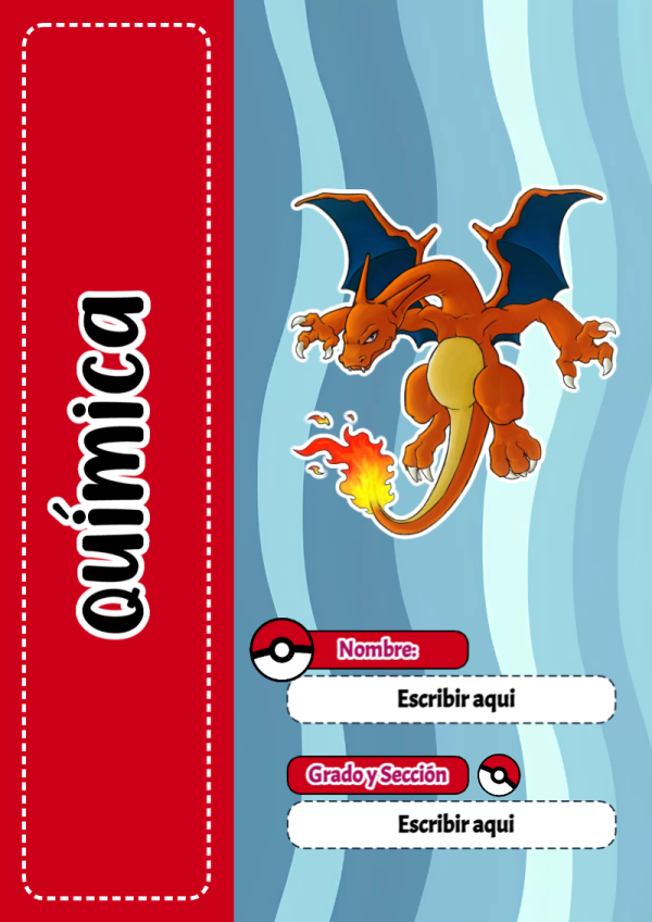 Portada de Pokemon de Química para cuaderno decorativa y bonita - disponible para descarga gratuita