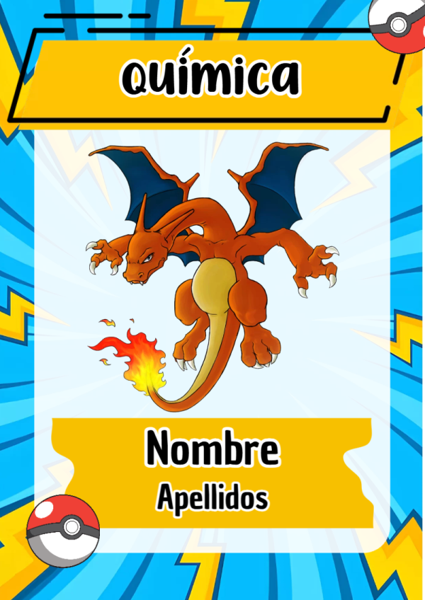 Portada de Pokemon de Química para cuaderno en tamaño A4 - para el regreso a clases