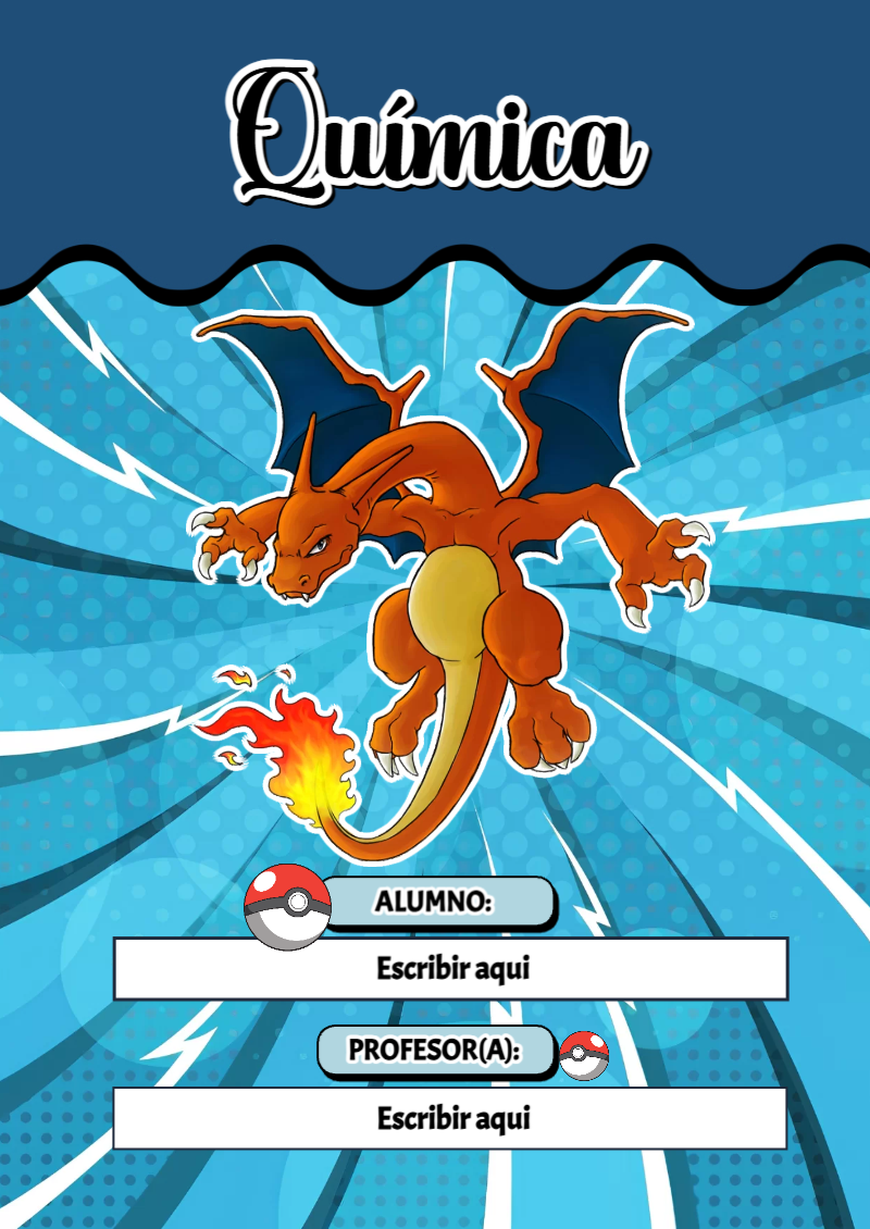 Portada de Pokemon de Química para cuaderno con diseño bonito - diseño exclusivo y original