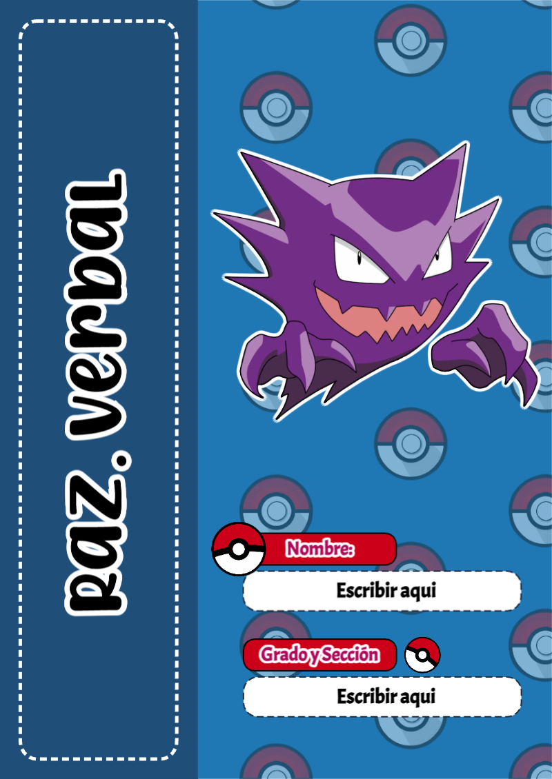 Portada de Pokemon de Raz. Verbal Editable para Imprimir Gratis