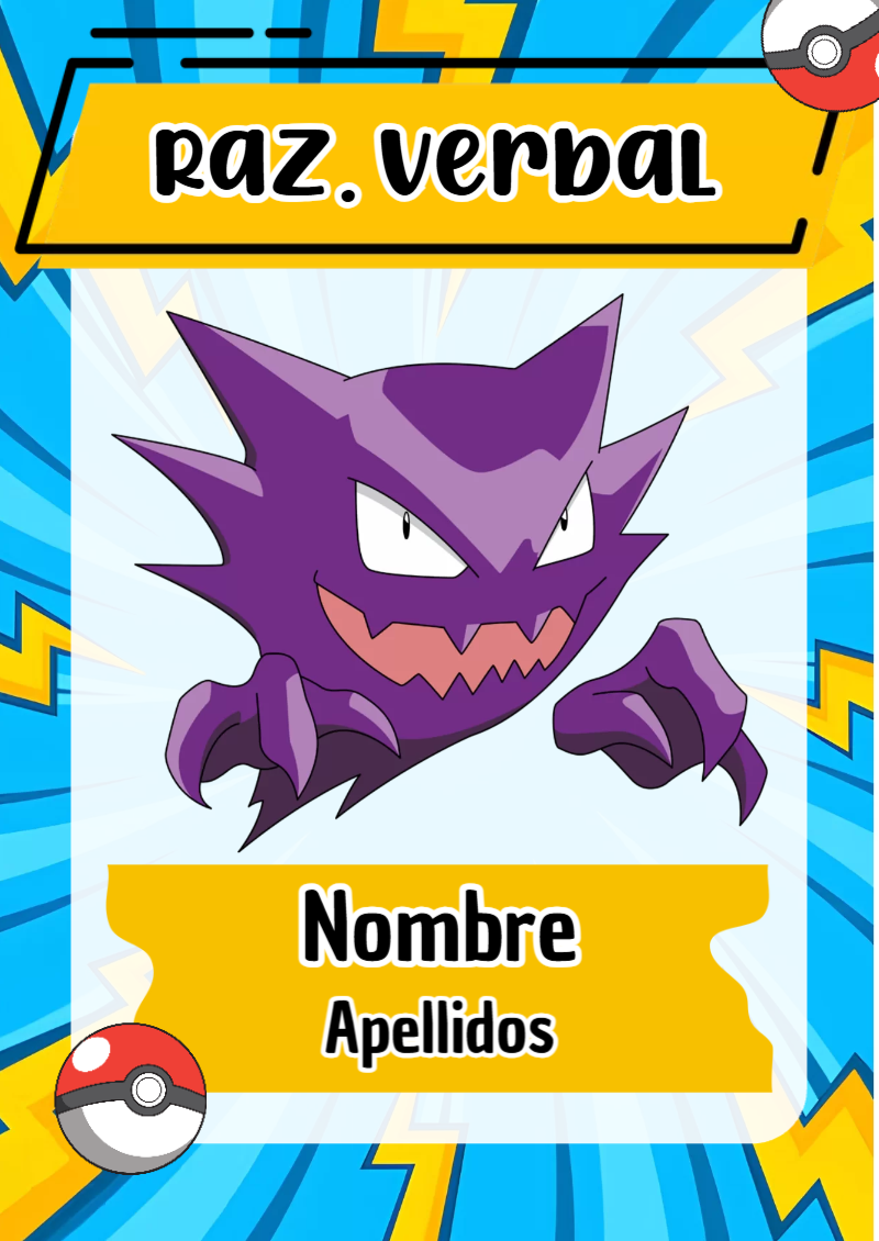 Portada de Pokemon de Raz. Verbal Editable para Imprimir Gratis