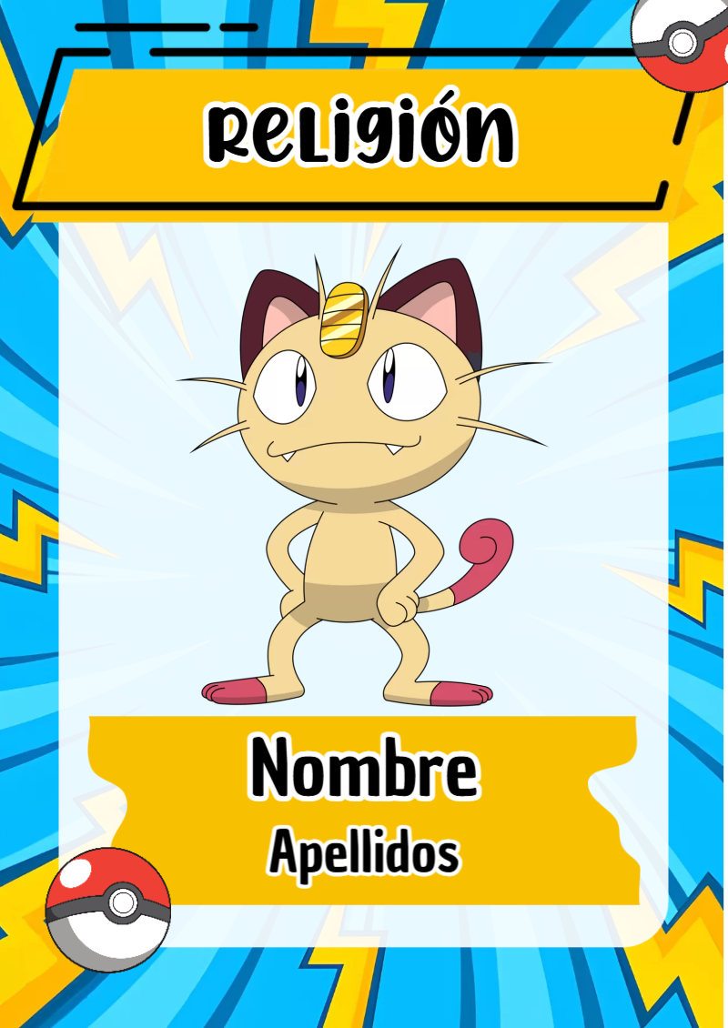 Portada de Pokemon de Religión Editable para Imprimir Gratis