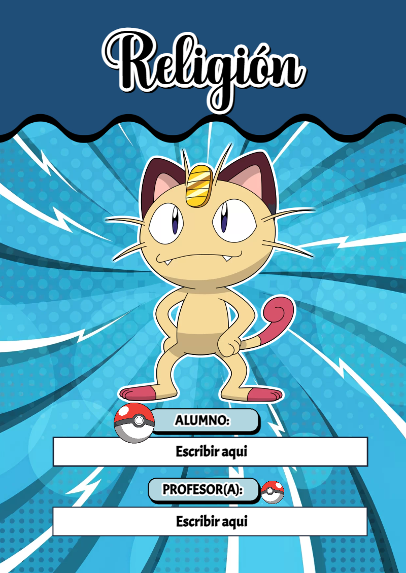 Portada de Pokemon de Religión para cuaderno decorativa y bonita - creación especial de Mini Canva