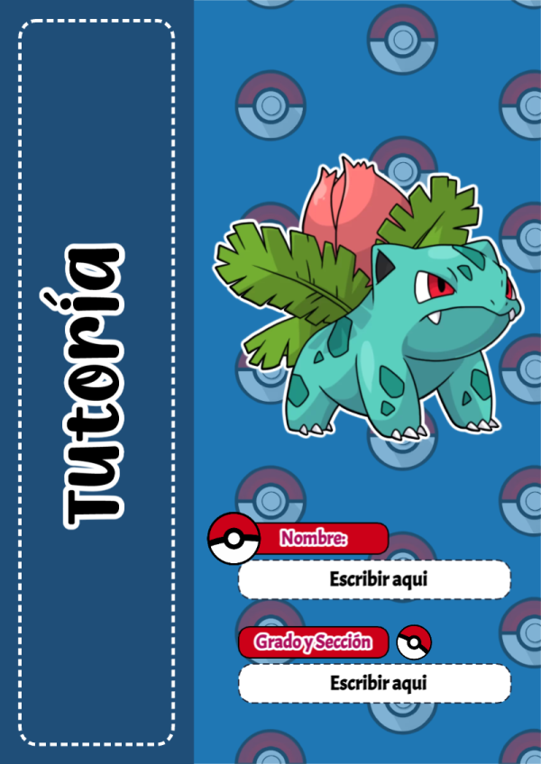 Portada de Pokemon de Tutoría para cuaderno con diseño bonito - creación especial de Mini Canva