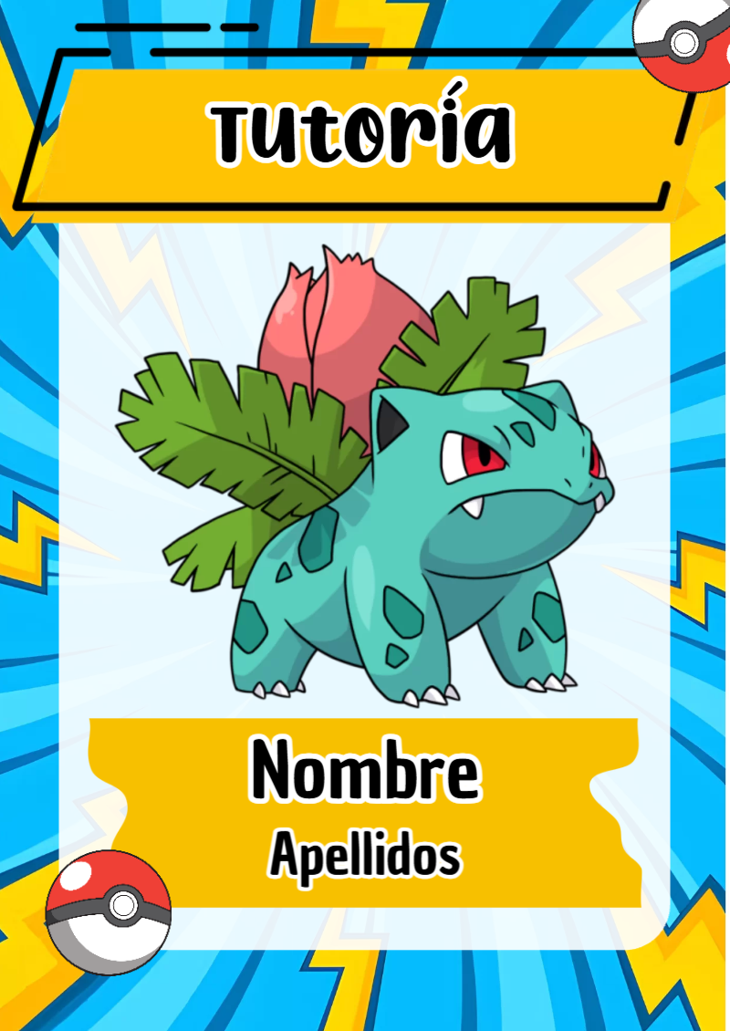 Portada de Pokemon de Tutoría Editable para Imprimir Gratis