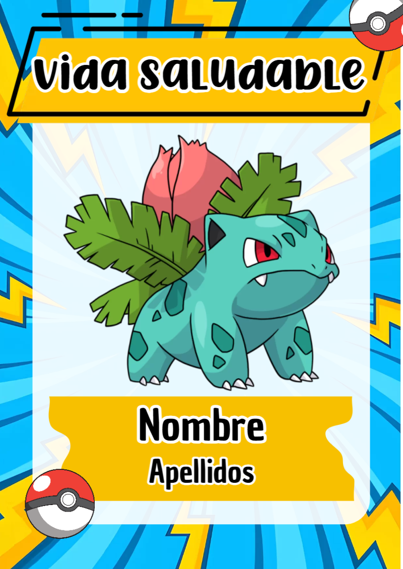 Portada de Pokemon de Vida Saludable Editable para Imprimir Gratis