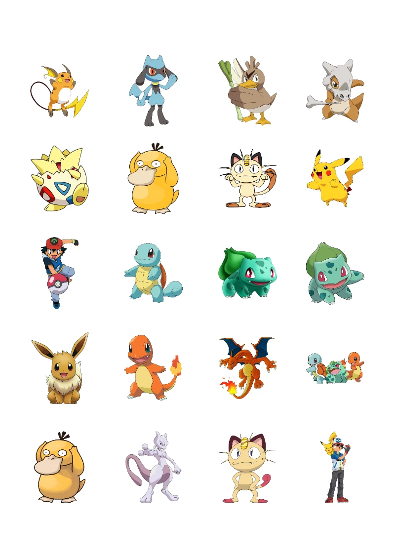 Stickers de Pokemon Editables para Imprimir Gratis (Diseño 3) para cuadernos y útiles - disponible para descarga gratuita