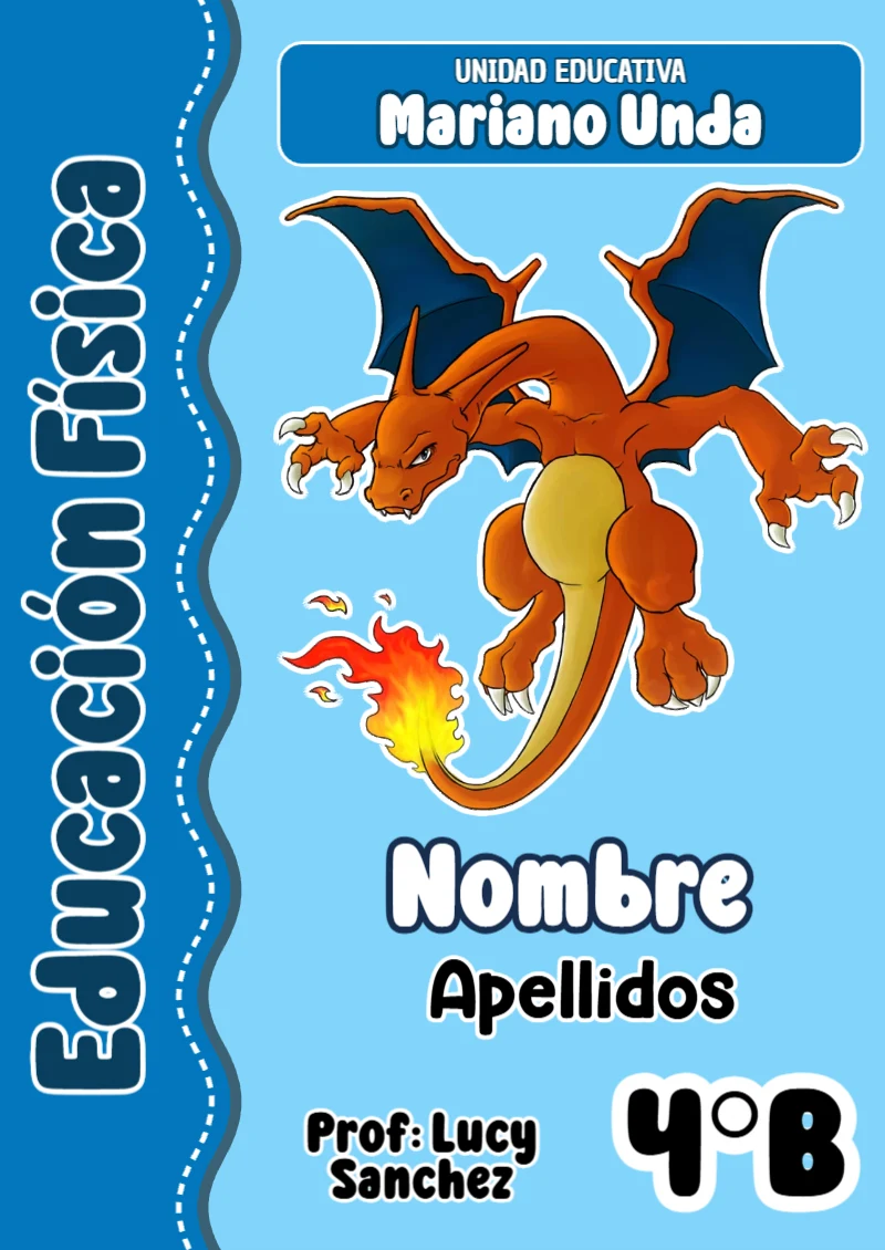 Portada de Pokemon Educación Física para cuaderno para primaria - ideal para cuadernos de espiral