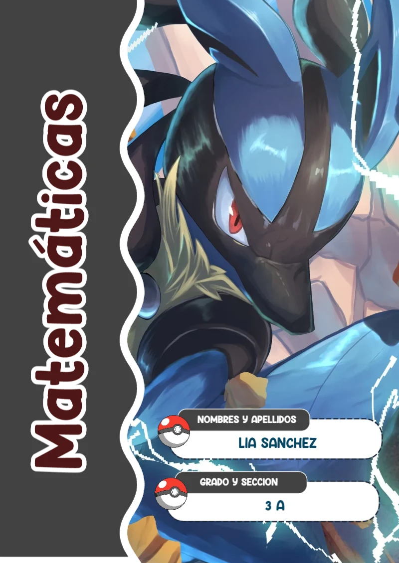 Portada de Pokemon Matemáticas para cuaderno en formato A4 - perfecto para organizar tus apuntes