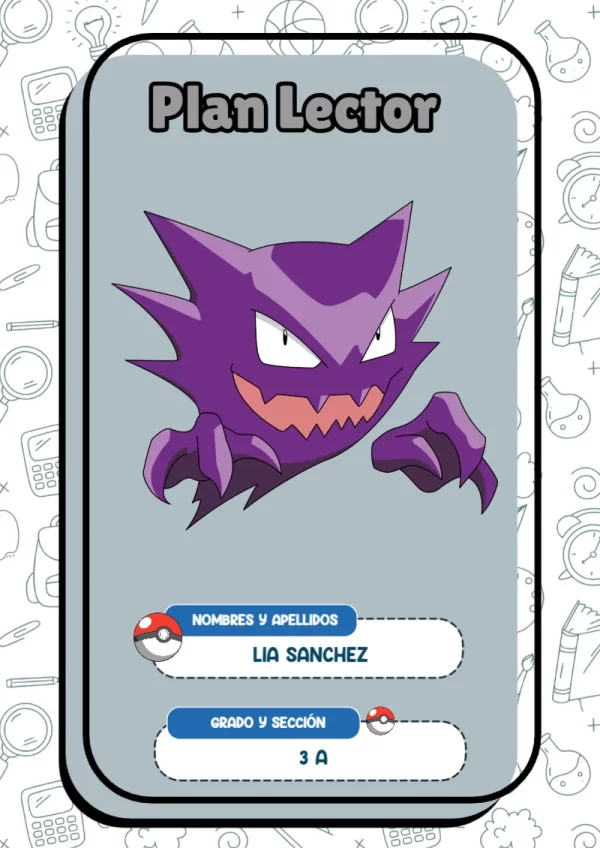 Portada de Pokemon Plan Lector para cuaderno con diseño bonito - versión premium para imprimir
