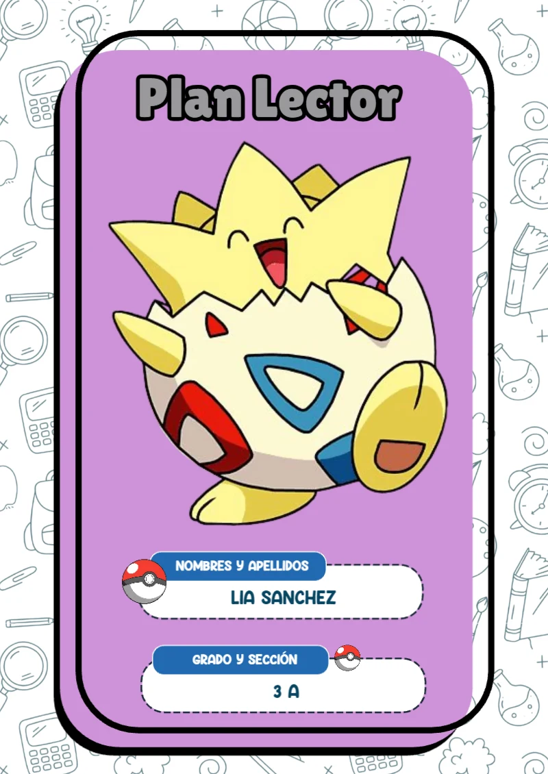 Portada de Pokemon Plan Lector para cuaderno bonita para imprimir - tendencia educativa 2026