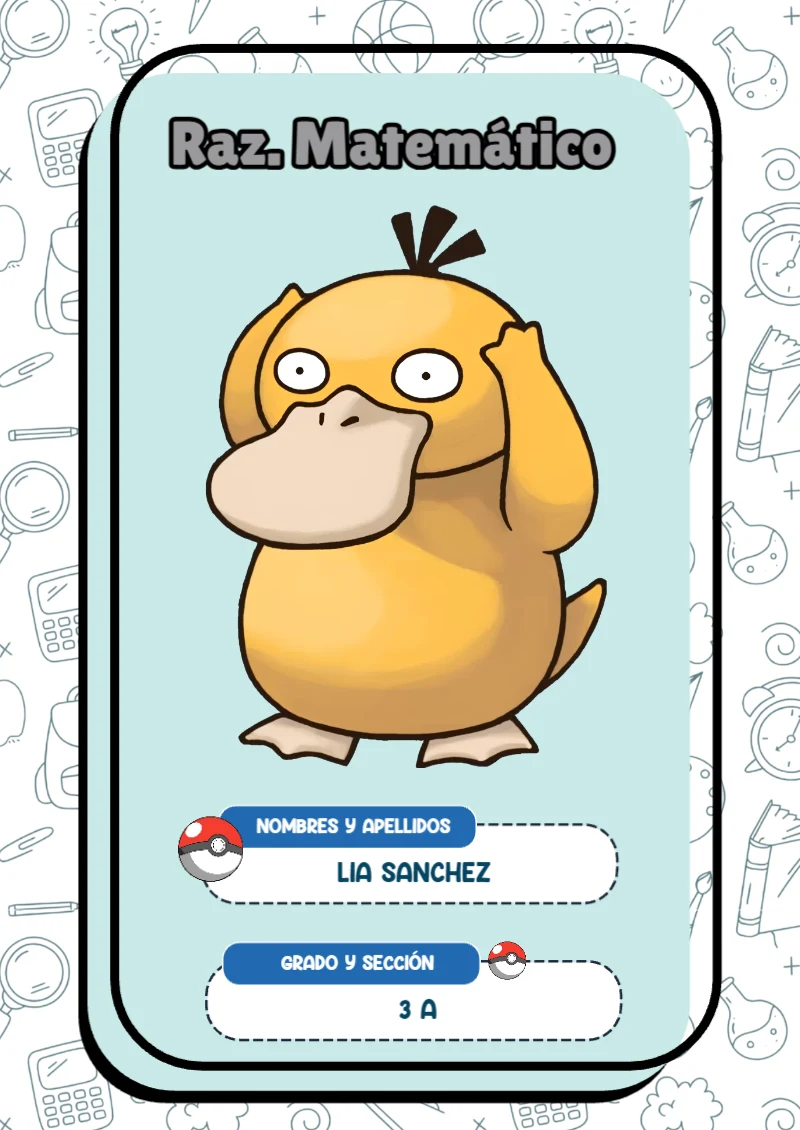 Portada de Pokemon Raz. Matemático para cuaderno con estilo infantil - diseño escolar moderno