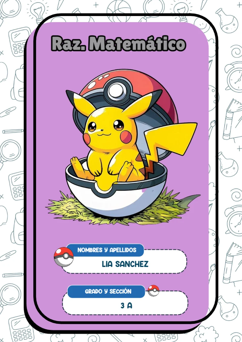 Portada de Pokemon Raz. Matemático para cuaderno en tamaño A4 - perfecto para organizar tus apuntes
