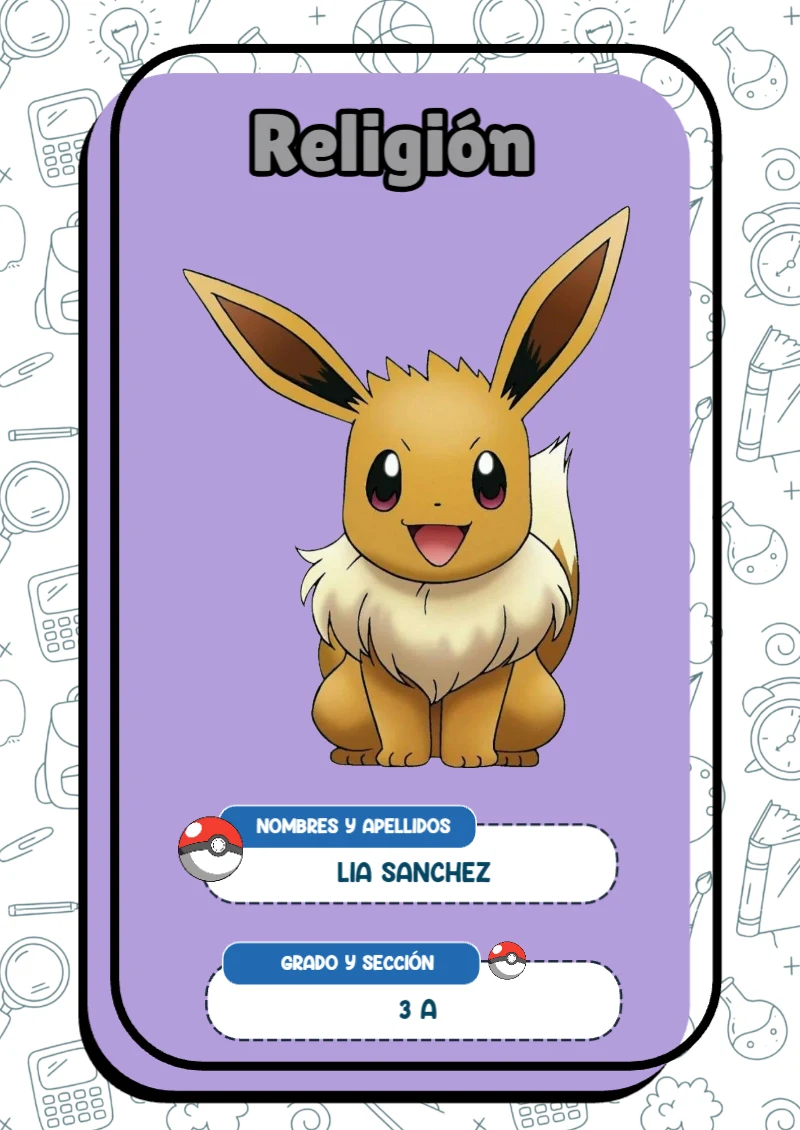 Portada de Pokemon Religión para cuaderno para clases - diseño exclusivo y original