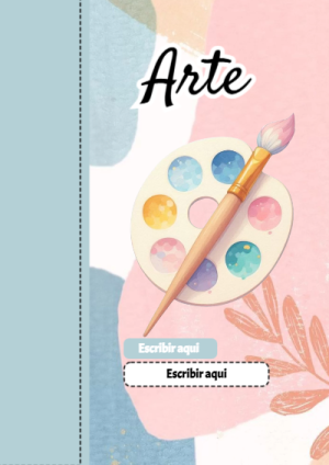 Portada de Portada de arte Editable para Imprimir Gratis para cuaderno escolar para imprimir gratis - con colores vivos y llamativos