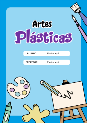 Portada de Portada de Artes Plasticas Editable para Imprimir Gratis para cuaderno en formato A4 - formato digital listo para usar