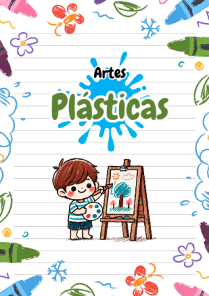 Portada de Portada de Artes Plasticas Editable para Imprimir Gratis para cuaderno con diseño bonito - disponible para descarga gratuita