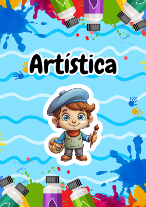 Portada de Portada de Artística Editable para Imprimir Gratis para cuaderno con estilo infantil - ideal para el nuevo año escolar