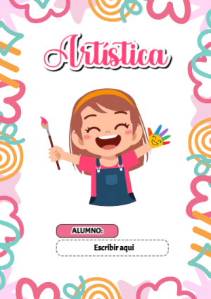 Portada de Portada de Artistica Editable para Imprimir Gratis para cuaderno con diseño bonito - formato digital listo para usar
