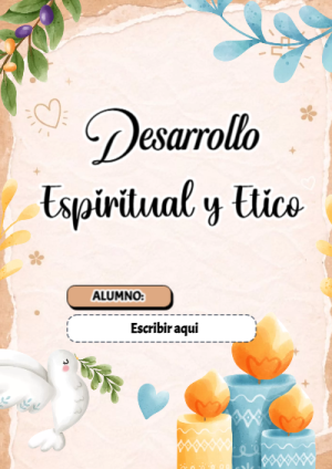 Portada de Portada de desarrollo espiritual y etico Editable para Imprimir Gratis para cuaderno fácil de imprimir - diseño escolar moderno