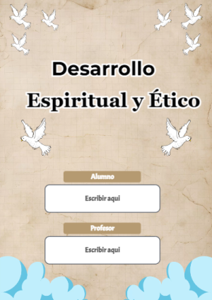 Portada de Portada de Desarrollo Espiritual y Ético Editable para Imprimir Gratis para cuaderno fácil de imprimir - para personalizar tus materias