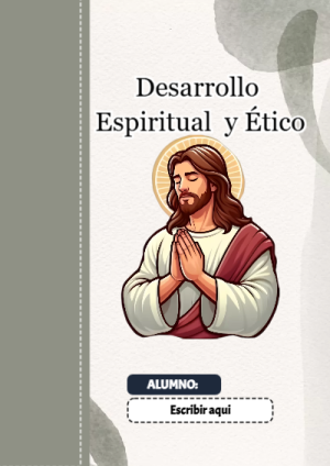 Portada de Portada de Desarrollo Espiritual y Ético Editable para Imprimir Gratis para cuaderno colorida y creativa - estilo único para estudiantes