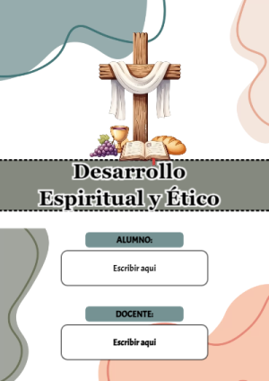 Portada de Portada de Desarrollo Espiritual y Ético Editable para Imprimir Gratis para cuaderno con diseño escolar - perfecto para organizar tus apuntes