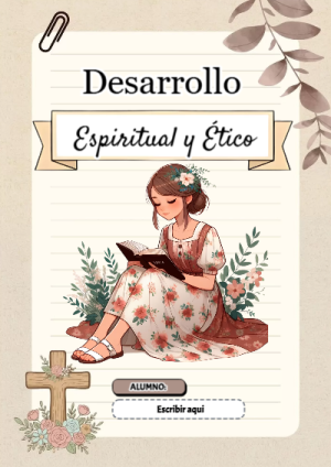 Portada de Portada de Desarrollo Espiritual y Ético Editable para Imprimir Gratis para cuaderno escolar creativa - ideal para cuadernos de espiral