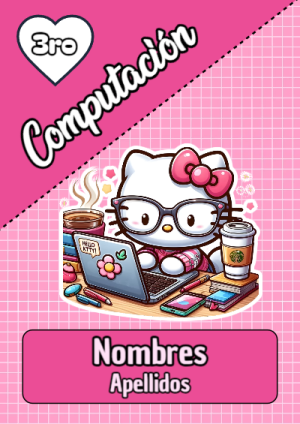 Portada de Portada de Hello Kitty para computación Editable para Imprimir Gratis para cuaderno para primaria - disponible para descarga gratuita