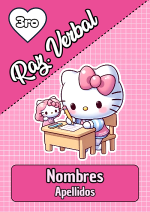 Portada de Portada de Hello Kitty para Raz Verbal Editable para Imprimir Gratis para cuaderno colorida y creativa - tendencia educativa 2026